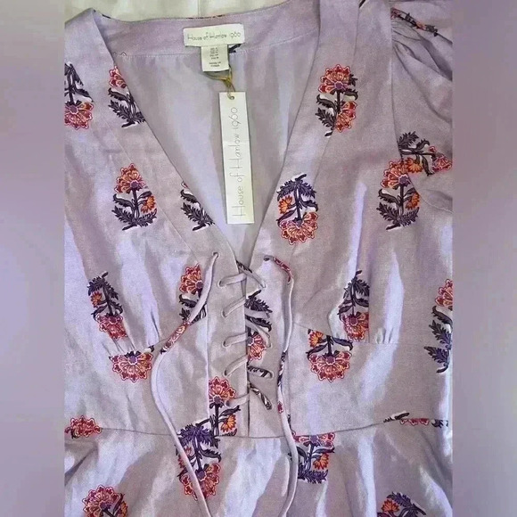 House of Harlow 1960 Floral Linen Blend Dress
Puff Sleeves Front Lace Size 4 - Picture 4 of 11